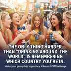 Five women enjoying drinks together with a promotional message about the ScratchOffChallenge.