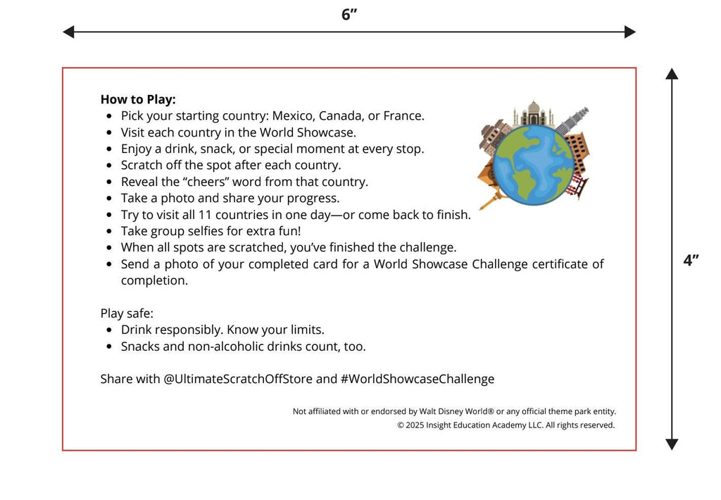 Around the World Challenge Scratch Off Card