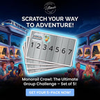 Promotional graphic for a group challenge set with scratch-off cards and people around a pool.