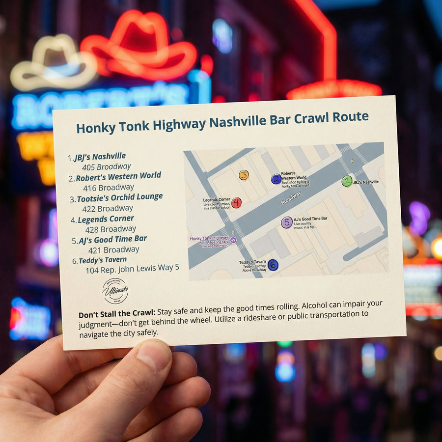 Honky Tonk Highway Nashville Bar Crawl (1, 2, or 3 Cards)