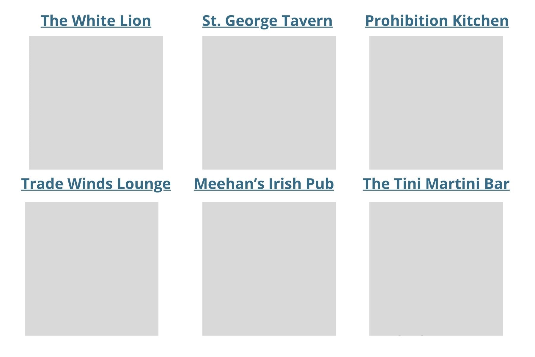 List of restaurant names on a gray background