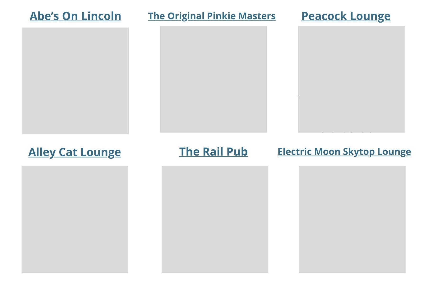 List of various lounge names on a gray background